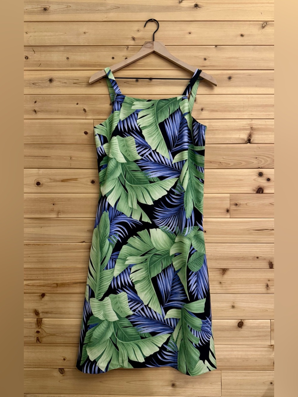 VNTG Tommy Bahama Small Hawaii Leaf High Neck Silk Dress Tie Back Vacation Beach